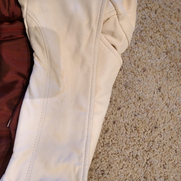 True Religion Off White Leather Moto Jacket - Picture 14 of 16